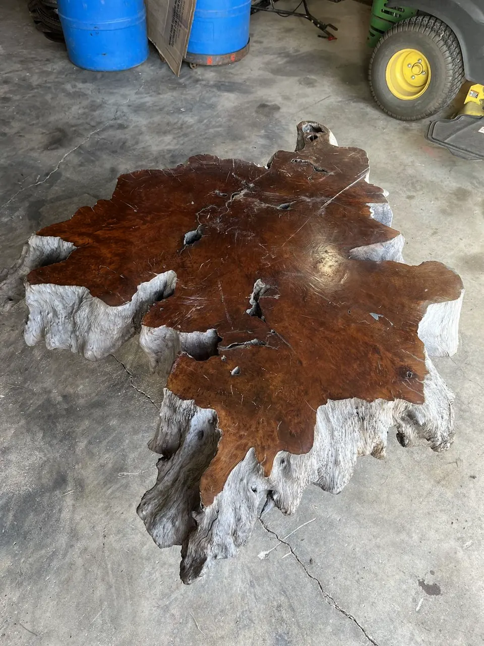 Burl slab with wild figure